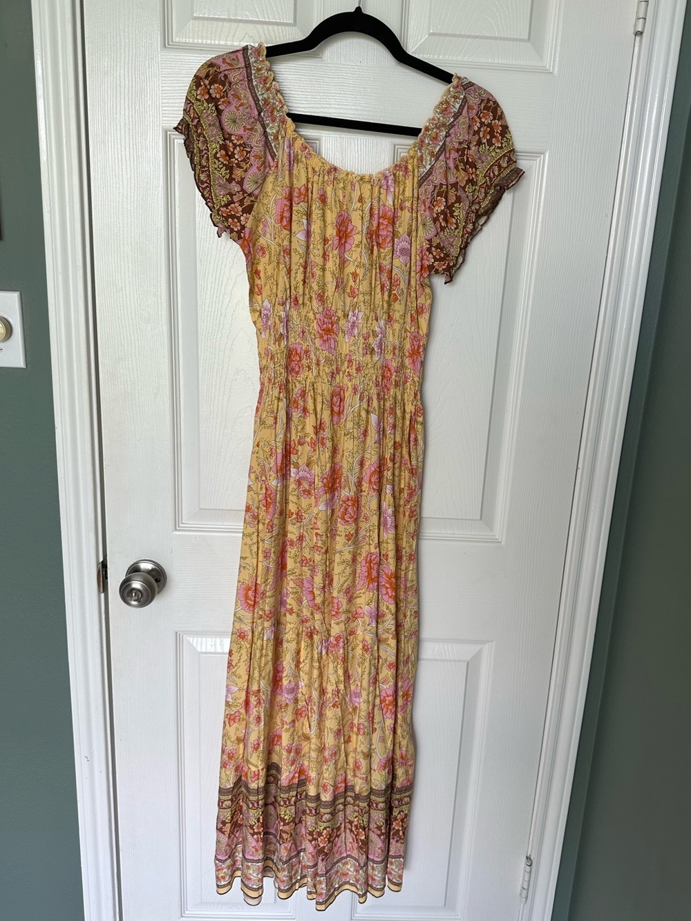 Cottagecore Butter Yellow Floral Midi Dress - Picture 3 of 5